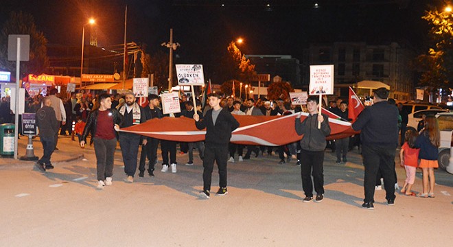Antalya Korkuteli de İsrail e tepki yürüyüşü