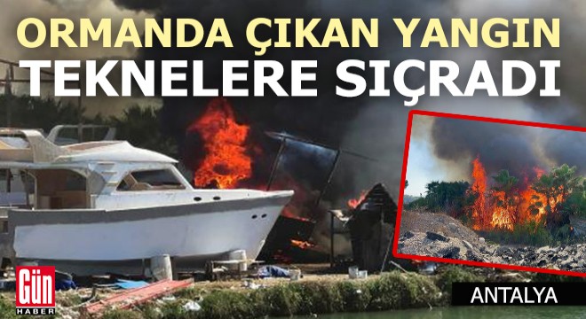 Antalya da ormanda çıkan yangın, teknelere sıçradı