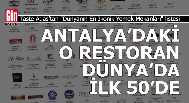 Antalya nın ünlü restoranı Dünya da ilk 50 de...