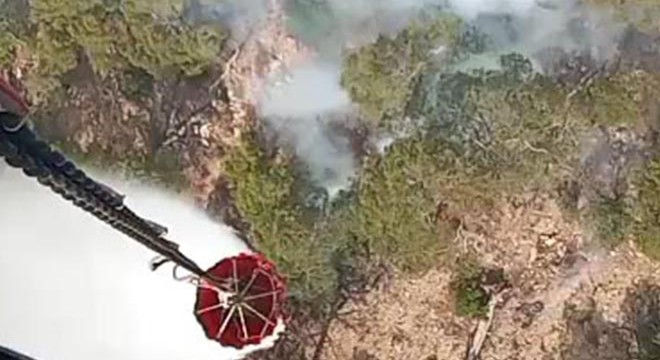 Bolu daki orman yangınına havadan müdahale