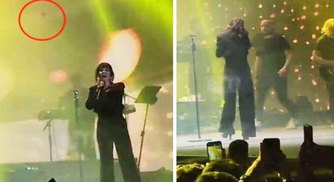 Fatma Turgut un kafasına konser sırasında  çakmak  atıldı
