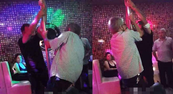 Gece kulübünde 2 erkeğin direk dansı şaşırttı