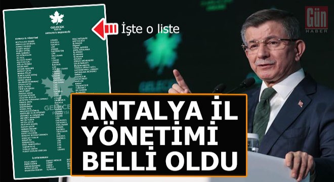 Gelecek Partisi Antalya Yönetim Kurulu belli oldu