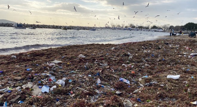 Kadıköy Suadiye Sahili nde çöpler kıyıya vurdu
