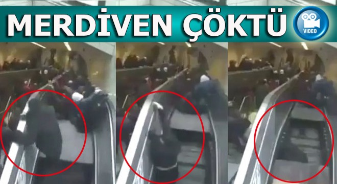 Metronun yürüyen merdivenin çökme anı kamerada
