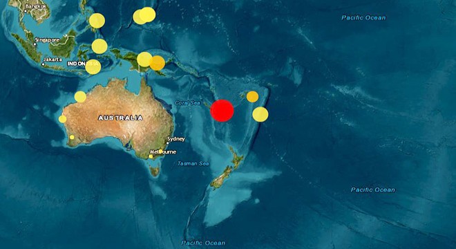 Pasifik Okyanusu nda 7.7 büyüklüğünde deprem