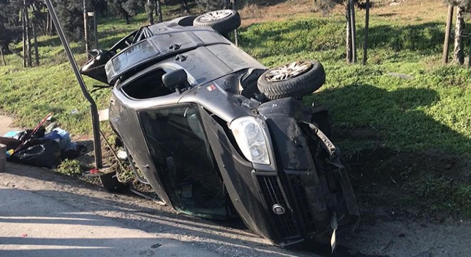 TEM Otoyolu nda kaza; araç takla attı