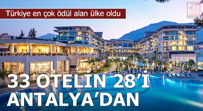 Türkiye den listeye giren 33 otelin 28 i Antalya dan
