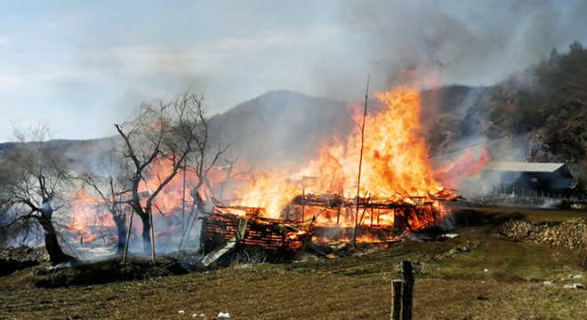 Yangında 4 ev, 4 ahır ve 4 samanlık yandı