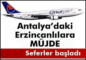 Onur Air Antalya-Erzincan seferleri başladı