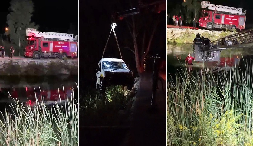 Antalya’da kanala düşen araçtan 2 kişi kurtarıldı