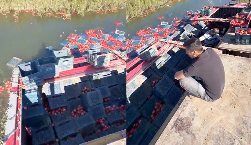 Antalya'da nar yüklü kamyon kanala devrildi