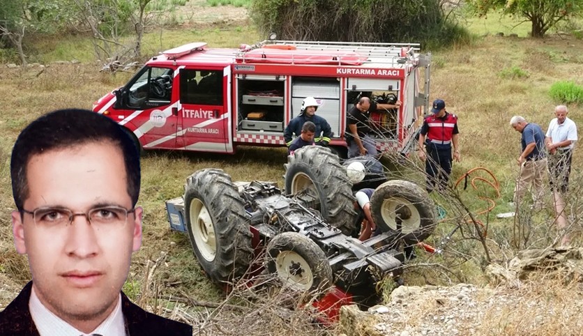 Antalya'da devrilen traktör öğretmenin sonu oldu