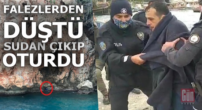 30 metreden denize düştü, sudan çıkıp kurtarılmayı bekledi