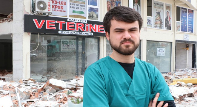 Açılışını yapacağı veteriner kliniği, depremde harabeye döndü