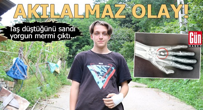 Akılalmaz olay! Eline taş düştüğünü sandı, yorgun mermi çıktı