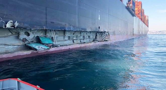 Ambarlı Limanı'nda iskeleye konteyner gemisi çarptı