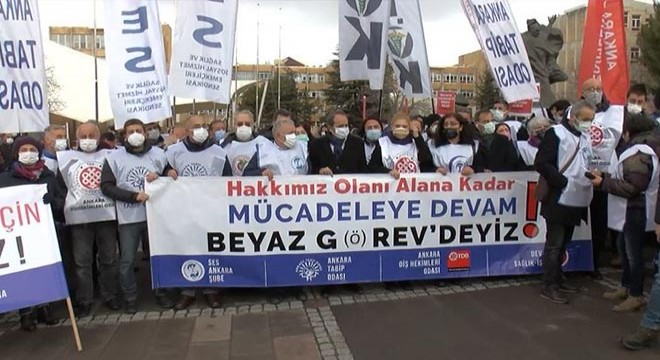 Ankara da sağlık çalışanları  iş bırakma  eylemi yaptı