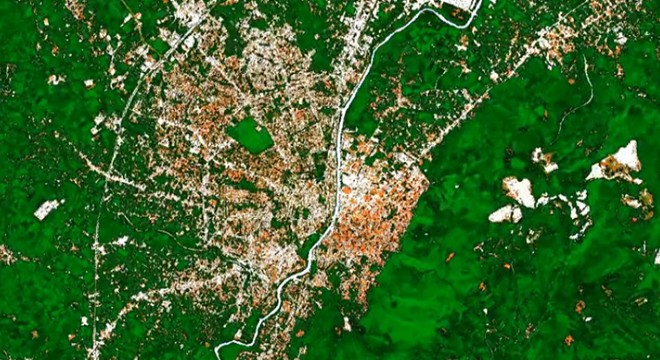 Antakya'daki yıkım, uydu fotoğrafında