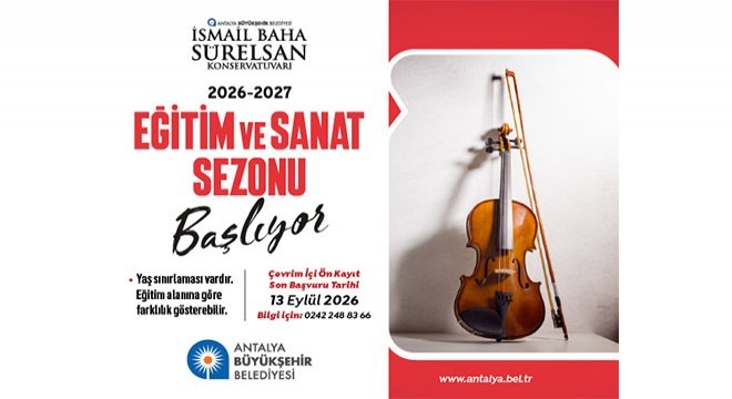 Antalya Büyükşehir Belediyesi'nin, 'Eğitim ve Sanat Sezonu başlıyor' banneri