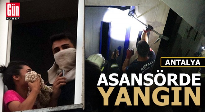 Antalya'da asansör kabini yandı