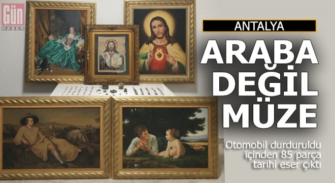 Antalya'da bir otomobilde 85 adet tarihi eser ele geçirildi