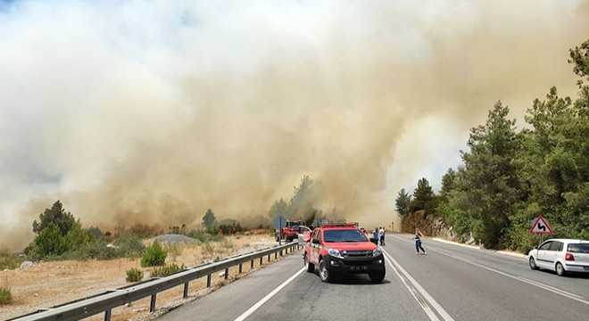 Antalya'da orman yangını çıktı, karayolu ulaşıma kapatıldı