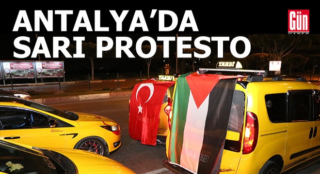 Antalya'da, taksicilerden Filistin'e destek konvoyu