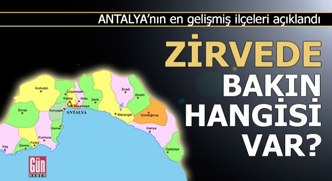 Antalya'nın en gelişmiş ilçeleri açıklandı