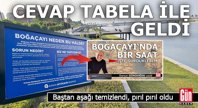 Antalya Büyükşehir tabela astı;  Boğaçayı neden bu halde? 