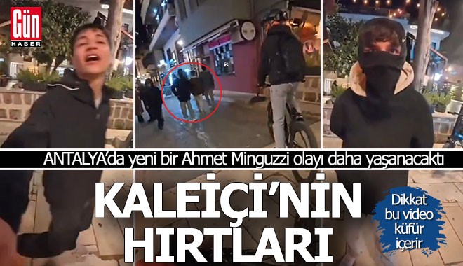 Antalya Kaleiçi'nin hırtları... Bisikletli gencin önünü kesip ağıza alınmayacak küfürler ediyor