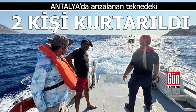 Antalya'da arızalanan teknedeki 2 kişi kurtarıldı
