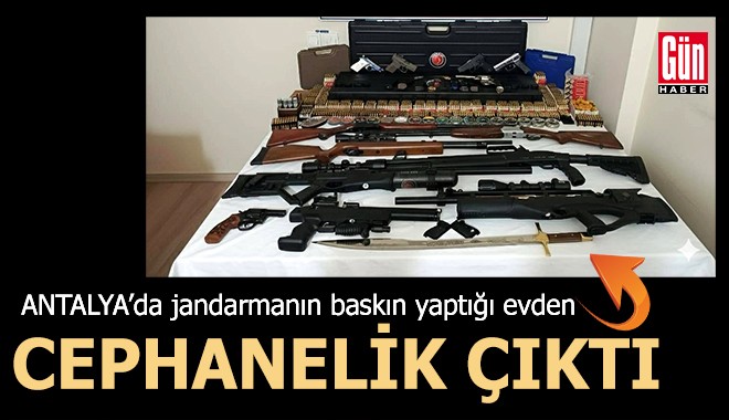 Antalya'da baskın yapılan evden cephanelik çıktı