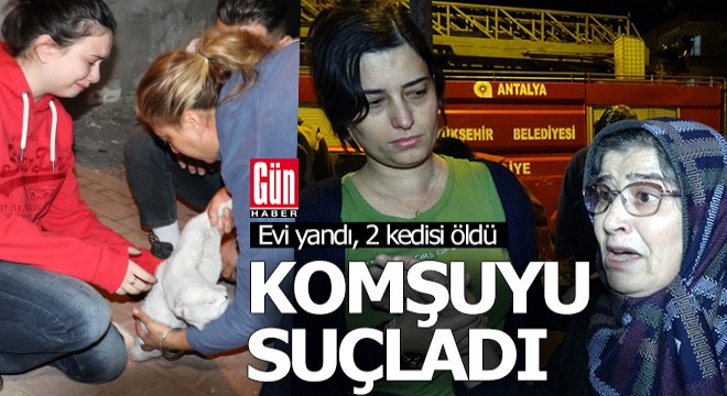 Antalya da evi yakılıp, 2 kedisi ölen kadın komşuyu suçladı