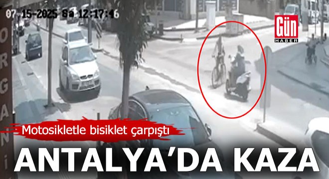 Antalya da motosikletle bisiklet çarpıştı