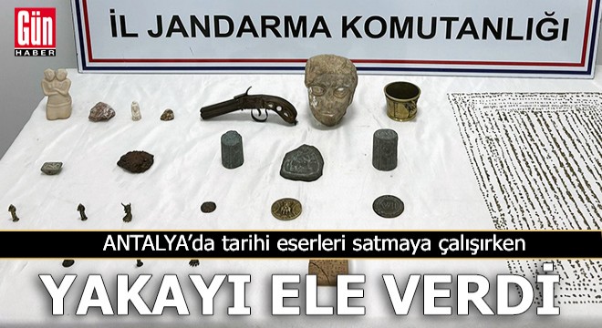 Antalya da tarihi eserleri satmaya çalışırken yakalandı