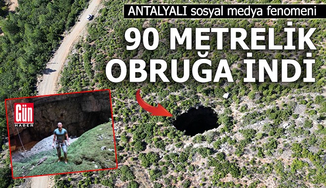 Antalyalı fenomen 90 metrelik obruğa indi