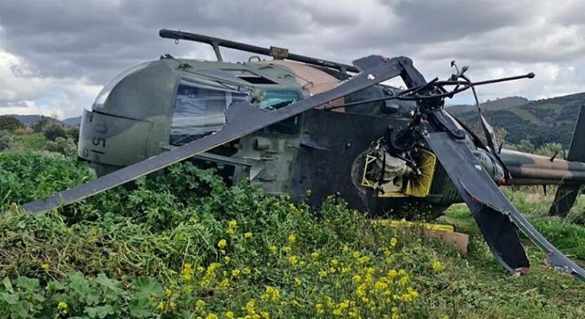 Askeri helikopter boş araziye zorunlu iniş yaptı