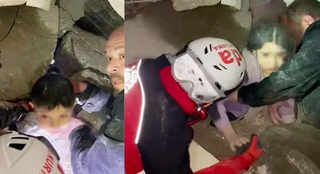 Ayaz ile ablası Ece Su'nun kurtarılma anı kamerada