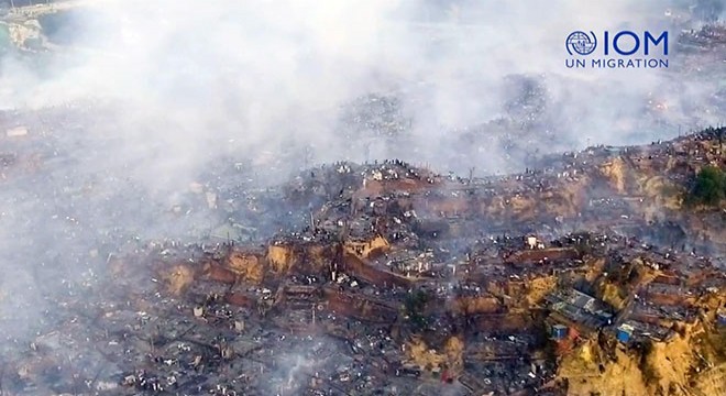 Bangladeş’teki yangının drone görüntüsü paylaşıldı