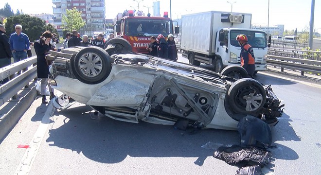 Bariyere çarpan otomobil takla attı: 1 yaralı