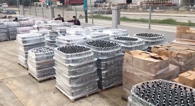 Bursa merkezli operasyonda 57 bin litre sahte içki ele geçirildi