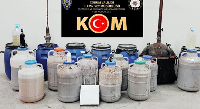 Çorum'da 576 litre sahte içki ele geçirildi