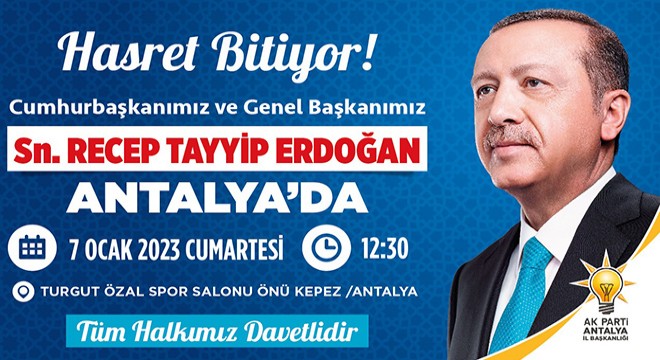 Cumhurbaşkanı Erdoğan, 7 Ocak'ta Antalya'da