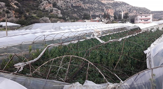 Demre de hortum seralara zarar verdi