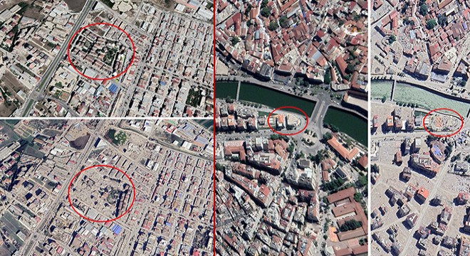 Depremin yıktığı illerin simge yerleri uydudan görüntülendi
