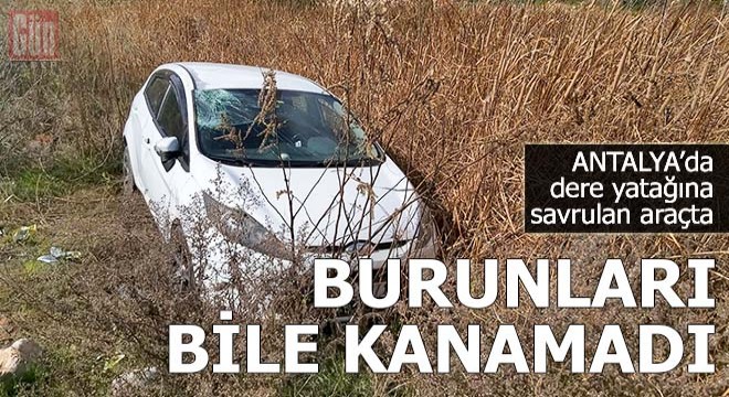 Dere yatağına savrulan araçta, burunları bile kanamadı