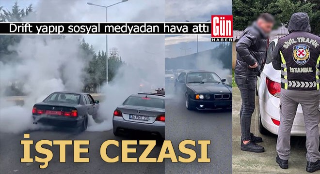 Drift yaptı, yaktığı lastik ortalığı dumana boğdu