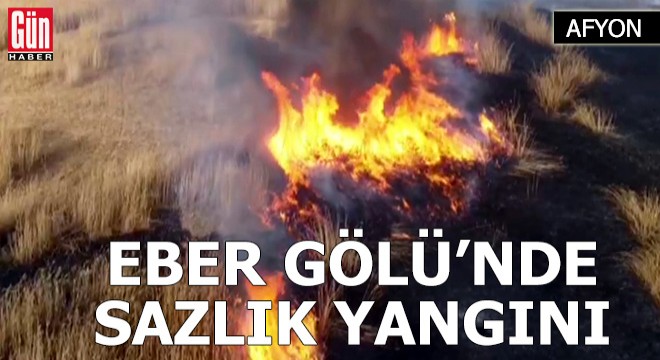 Eber Gölü nde sazlık alan yangını