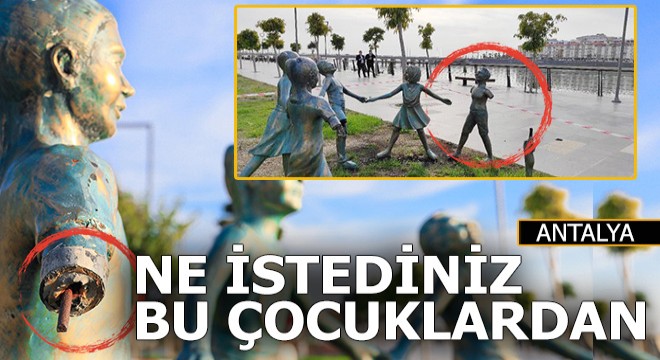 El ele tutuşan çocuk heykellerine zarar verdiler